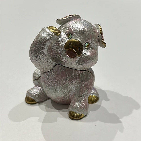 Vintage Jeweled Pig Trinket Box DZ Collectable Beautiful Dazzler Collection - Picture 4 of 12